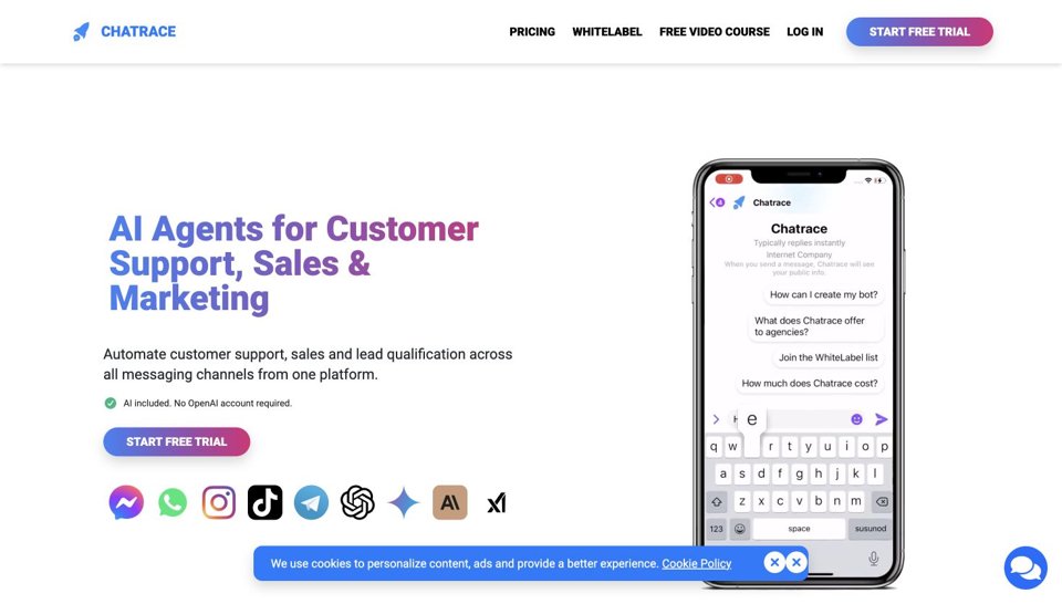 Chatrace official product page, captured October 2, 2026