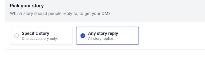 Pick your story settings with Specific story and Any story reply choices